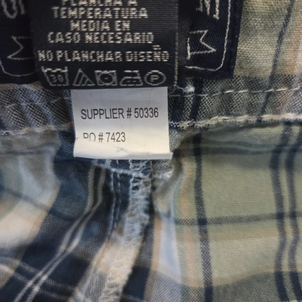VTG Polo Jeans Company Ralph Lauren Green & Blue Plaid Cargo Shorts 40x11
